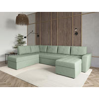 WOHNLANDSCHAFT TERMOLI Mintgrün Jacquard  - Schwarz/Mintgrün, Design, Kunststoff/Textil (212/297/155cm) - MID.YOU