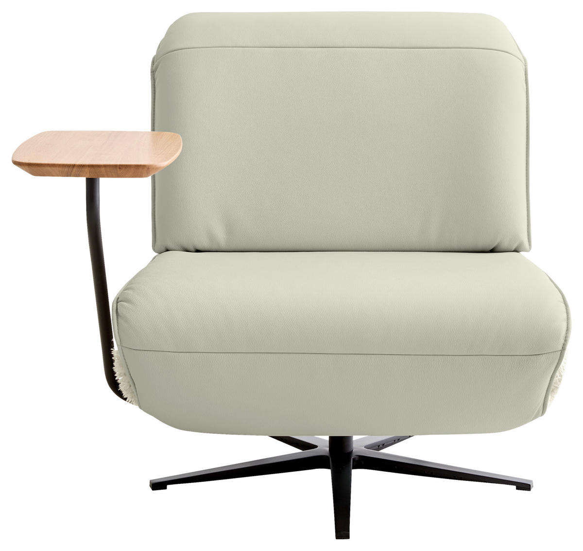 SESSEL in Hochflor Echtleder Weiß  - Schwarz/Weiß, Design, Leder/Textil (84/65/91cm) - Koinor