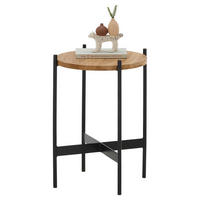 COUCHTISCH Eiche massiv 41/41/54 cm rund Schwarz, Eichefarben  - Eichefarben/Schwarz, Natur, Holz/Metall (41/41/54cm) - SetOne by Musterring