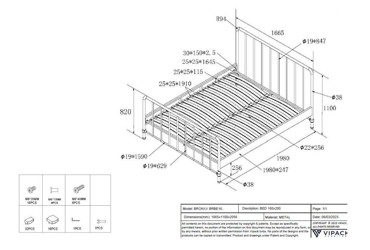 KINDER-/JUNIORBETT - Schwarz, ROMANTIK / LANDHAUS, Holz/Metall (160/200cm) - MID.YOU