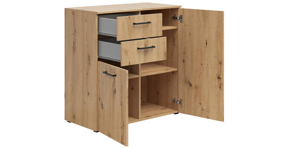 KOMMODE 80/83/40 cm in Eiche Artisan - Anthrazit/Schwarz, MODERN, Holzwerkstoff/Kunststoff (80/83/40cm) - Carryhome