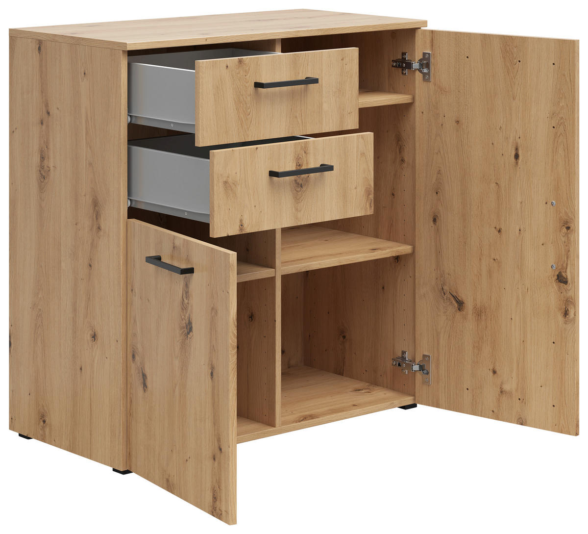 KOMMODE 80/83/40 cm  in Eiche Artisan  - Anthrazit/Schwarz, Modern, Holzwerkstoff/Kunststoff (80/83/40cm)