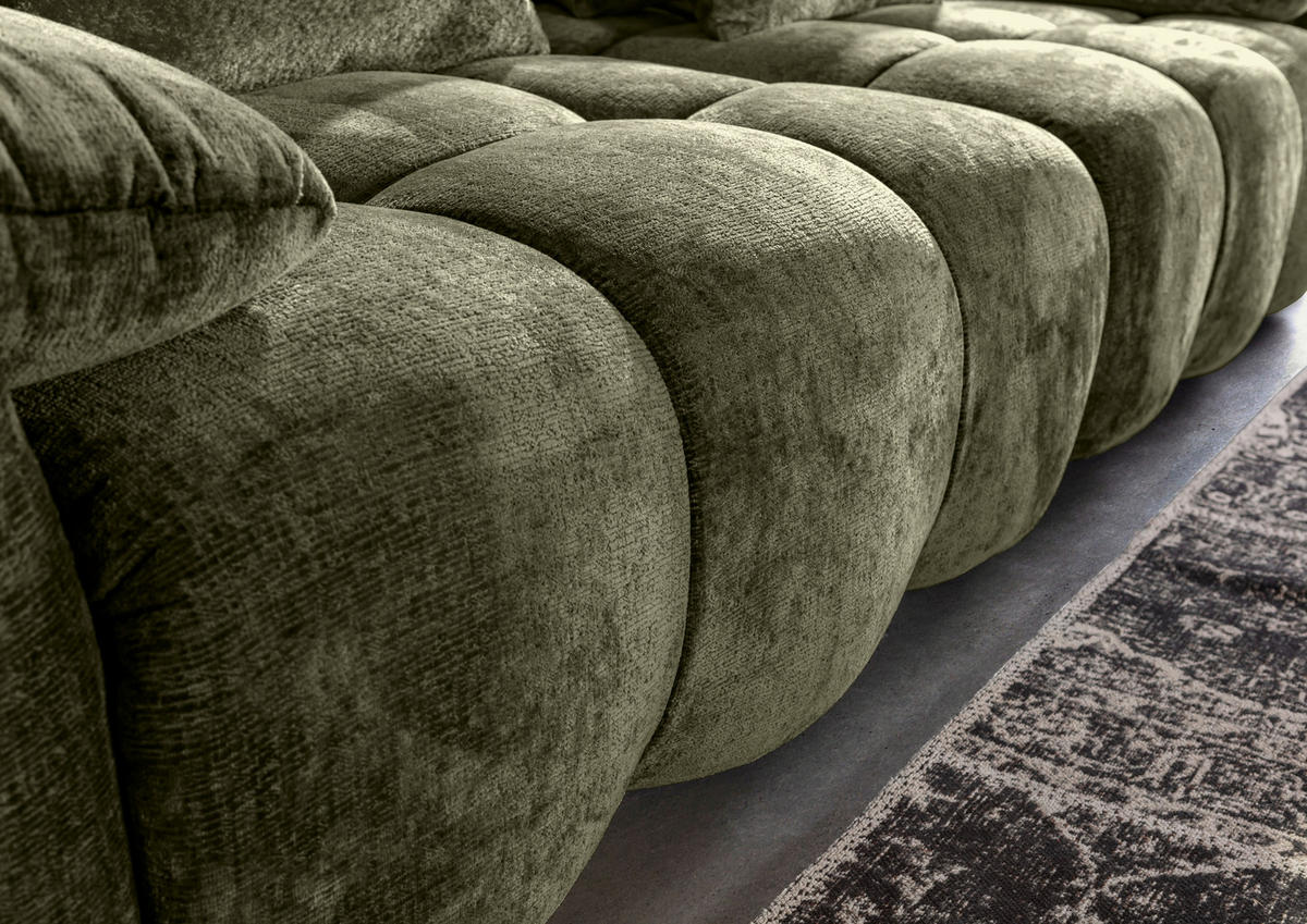 BIG SOFFA i chenille mörkgrön  - svart/mörkgrön, Design, textil/plast (265/67/130cm) - home24