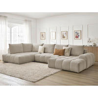 ECKSCHLAFSOFA EVEREST  mit Rücken echt, Armteil links, Armteil rechts Flachgewebe Taupe  - Taupe/Schwarz, MODERN, Kunststoff/Textil (212/423/198cm)