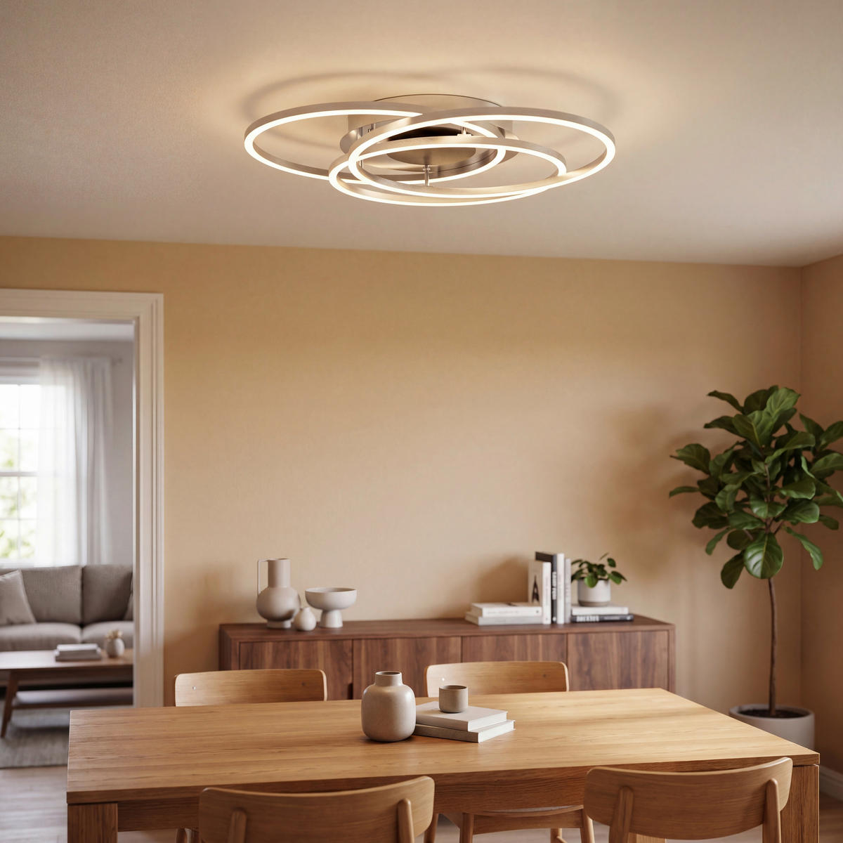 LED MENNYEZETI LÁMPA - fekete/nikkelszínű, Design, műanyag/fém (50/8,5cm) - Novel