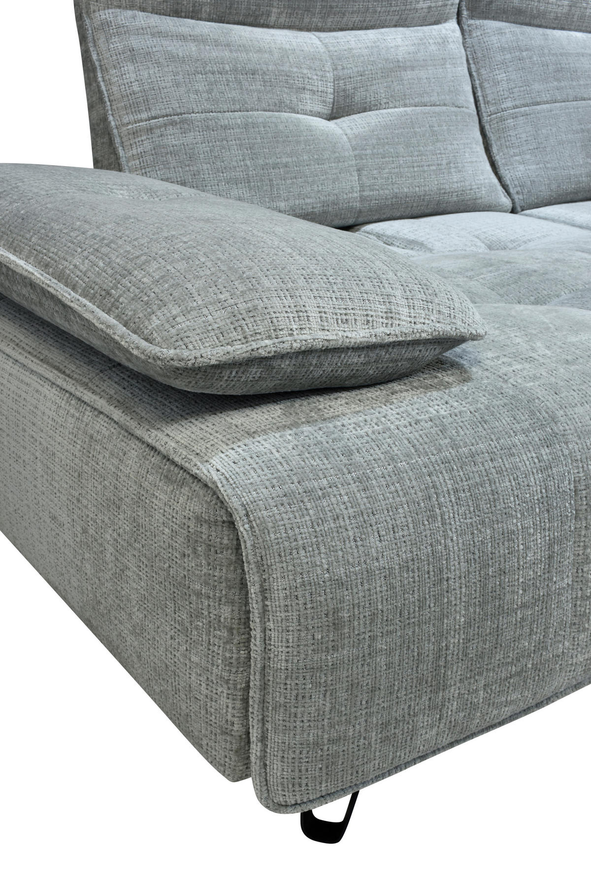 ECKSOFA Hellgrau Chenille  - Hellgrau/Schwarz, Design, Kunststoff/Textil (314/162cm) - Livetastic