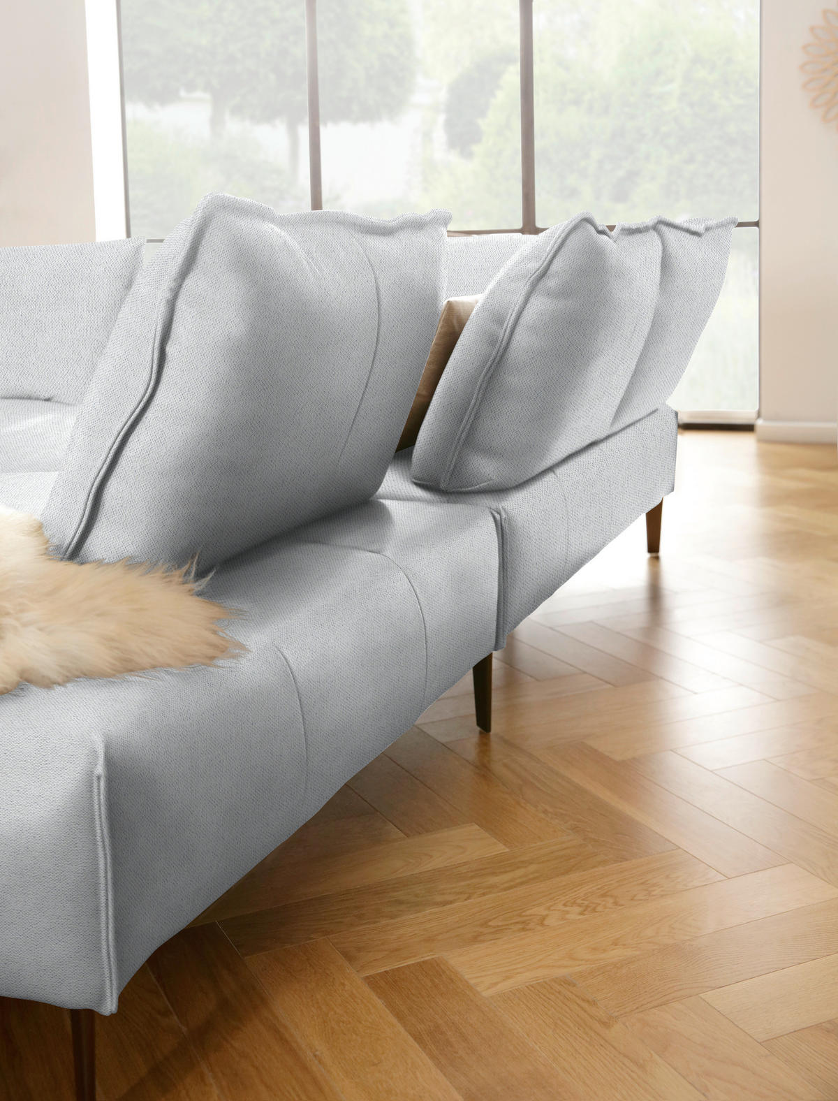 ECKSOFA in Webstoff Hellgrau  - Hellgrau/Schwarz, Modern, Textil/Metall (340/272cm) - W.Schillig