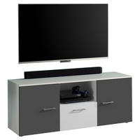 KOMODA POD TELEVIZI  - bílá/barvy grafitu, Moderní, kompozitní dřevo/plast (135/54/37cm) - Carryhome
