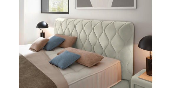 BOXSPRINGBETT 180/200 cm  in Elfenbein  - Elfenbein/Schwarz, Design, Kunststoff/Textil (180/200cm) - Johann Jakob