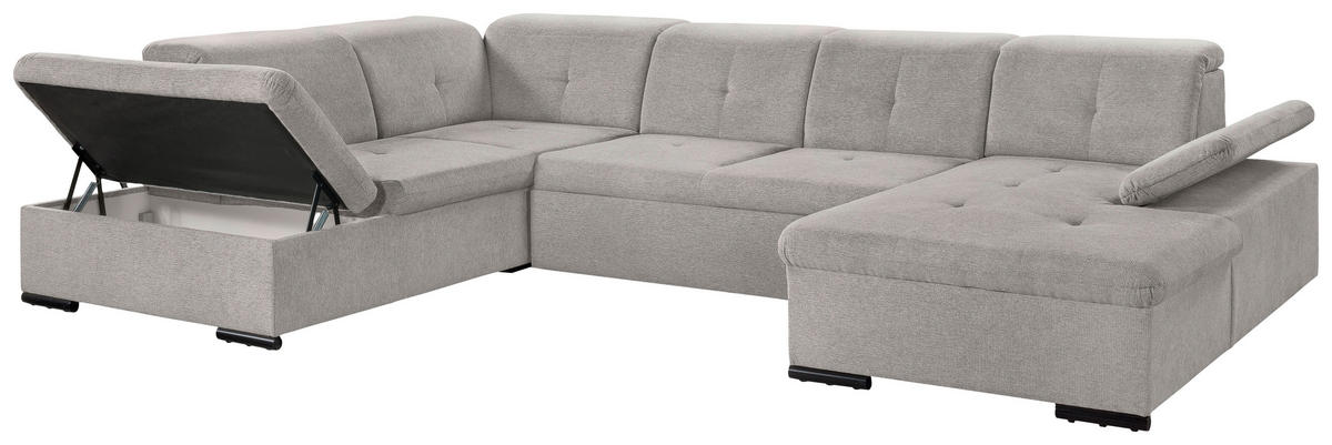 WOHNLANDSCHAFT Taupe Chenille  - Taupe/Grau, KONVENTIONELL, Kunststoff/Textil (188/340/240cm) - Carryhome