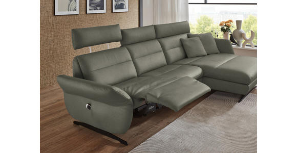 ECKSOFA in Echtleder Grau 300/157 cm - Schwarz/Grau, Design, Leder/Metall (300/157cm) - Dieter Knoll