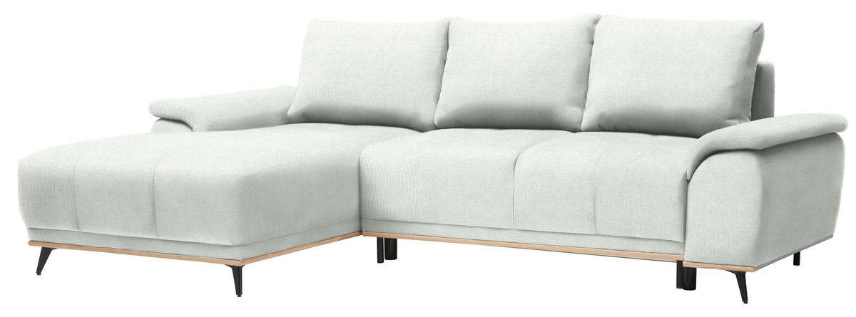 ECKSOFA in Struktur Grauweiß  - Grauweiß/Schwarz, MODERN, Textil/Metall (168/262cm) - home24