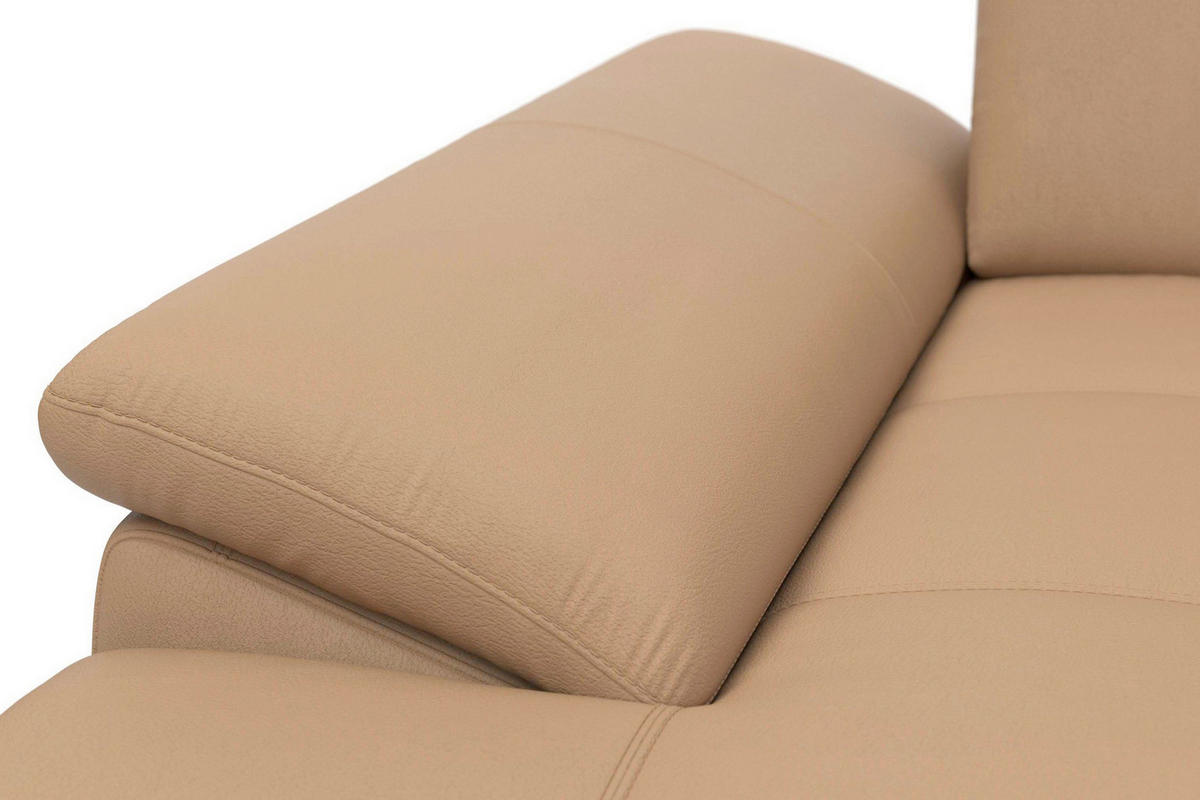 ECKSOFA COSTELLO E Cappuccino Echtleder Nierenkissen, Armteilverstellung, Sitztiefenverstellung  - Schwarz/Cappuccino, Basics, Leder/Textil (176/301cm) - Sit & More