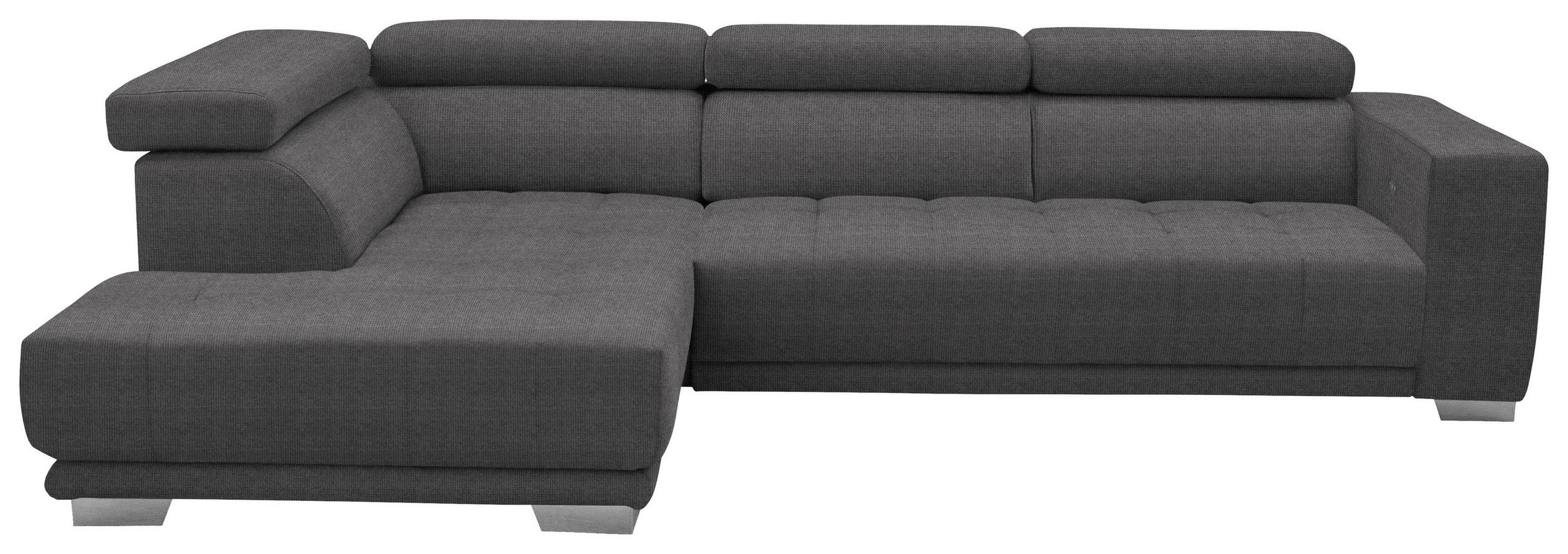 ECKSOFA in Mikrofaser Grau  - Chromfarben/Grau, Design, Textil/Metall (207/301cm) - Xora