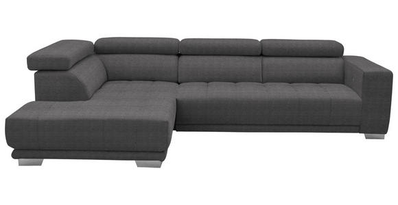 ECKSOFA in Mikrofaser Grau  - Chromfarben/Grau, Design, Textil/Metall (207/301cm) - Xora