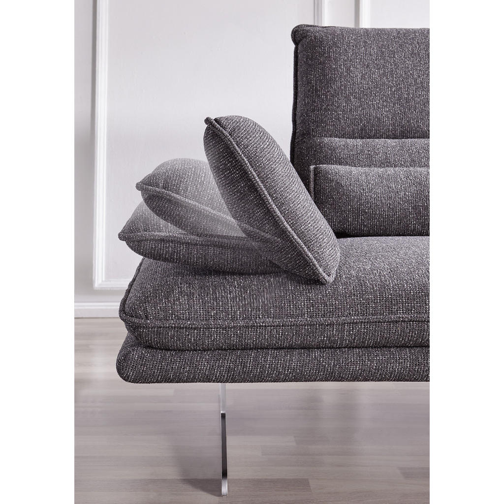 Thumbnail - Chilliano Ecksofa, Anthrazit, Textil, 4-5-Sitzer, Ottomane links, L-Form, 291x164 cm, Goldenes M, Emas, DIN EN ISO 9001,...