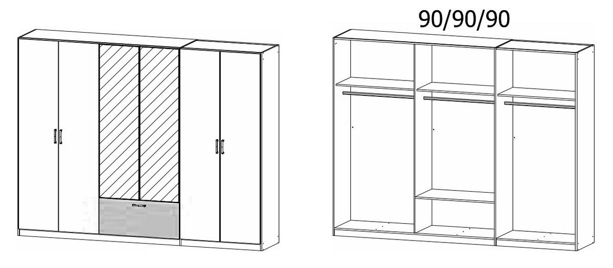 KLEIDERSCHRANK in Grau  - Grau, Basics, Holzwerkstoff/Metall (271/210/54cm) - Boxxx