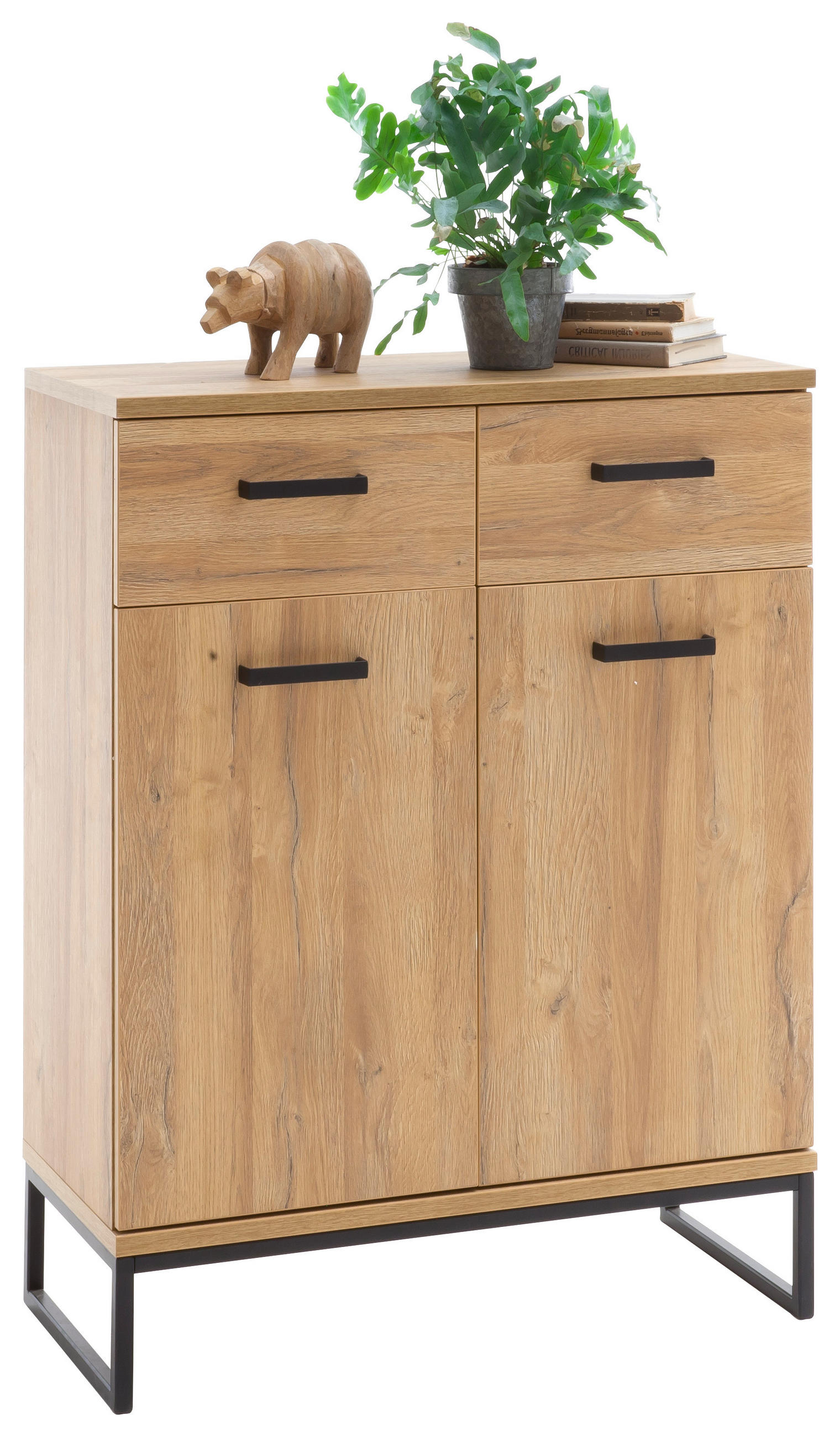 SCHUHSCHRANK  in 81/104/38 cm  - Eichefarben/Schwarz, Design, Holzwerkstoff/Metall (81/104/38cm) - Xora