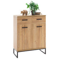 SCHUHSCHRANK Schwarz, Eichefarben  - Eichefarben/Schwarz, KONVENTIONELL, Holzwerkstoff/Metall (81/104/38cm)