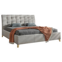 OBLAZINJENA POSTELJA 140 cm   x 200 cm  , tekstil, leseni material bež  - barve hrasta/bež, Konvencionalno, kovina/tekstil (140/200cm) - Hom`in