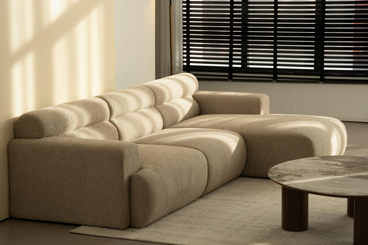 ECKSOFA Taupe Leinenoptik  - Taupe, Design, Holz/Textil (260/68/156cm) - P & B