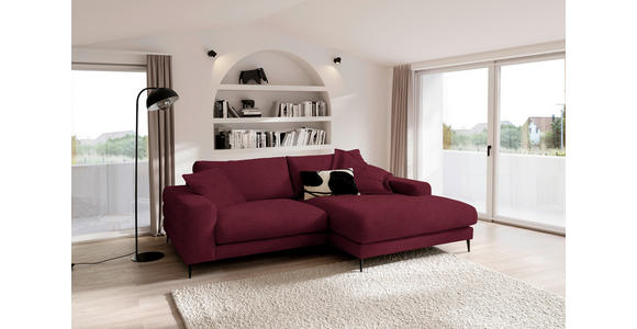 ECKSOFA  in Flachgewebe Rot  253/177 cm  - Rot/Schwarz, Design, Textil/Metall (253/177cm) - Dieter Knoll