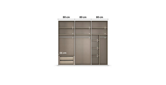SCHWEBETÜRENSCHRANK 242/223/68 cm 3-türig Weiß, Champagner  - Champagner/Weiß, KONVENTIONELL, Glas/Holzwerkstoff (242/223/68cm) - Novel
