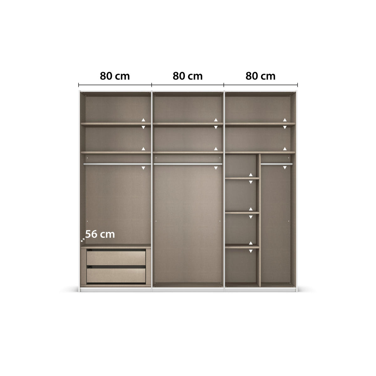 SCHWEBETÜRENSCHRANK in Champagner  - Champagner/Alufarben, Konventionell, Glas/Holzwerkstoff (242/223/68cm) - Novel