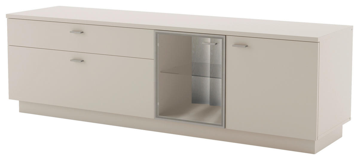 COMODĂ TV 190/59/50 cm  - argintiu/bej, Design, plastic/sticlă (190/59/50cm) - Livetastic