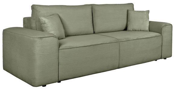 SCHLAFSOFA  mit Rücken echt, Armteil links, Armteil rechts Cord Salbeigrün  - Salbeigrün/Schwarz, Design, Kunststoff/Textil (261/95/108cm) - Xora