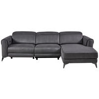 ECKSOFA Grau Mikrofaser  - Schwarz/Grau, Design, Textil/Metall (273/169cm) - Livetastic