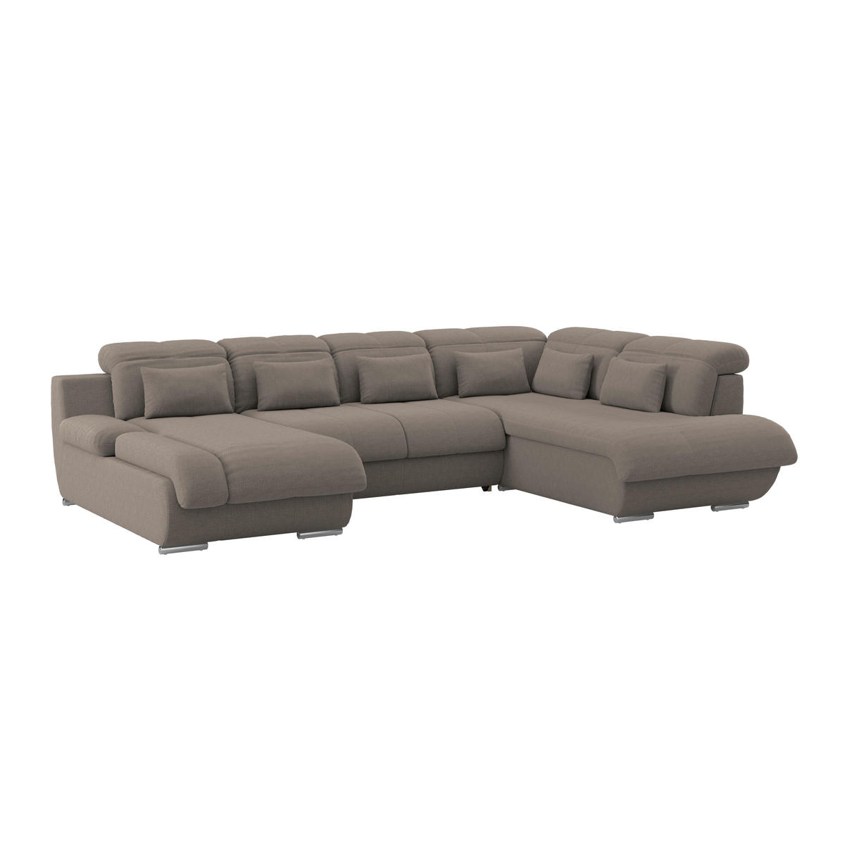 WOHNLANDSCHAFT MULTI Dunkelbraun Chenille  - Chromfarben/Dunkelbraun, MODERN, Textil/Metall (184/345/228cm) - Livetastic