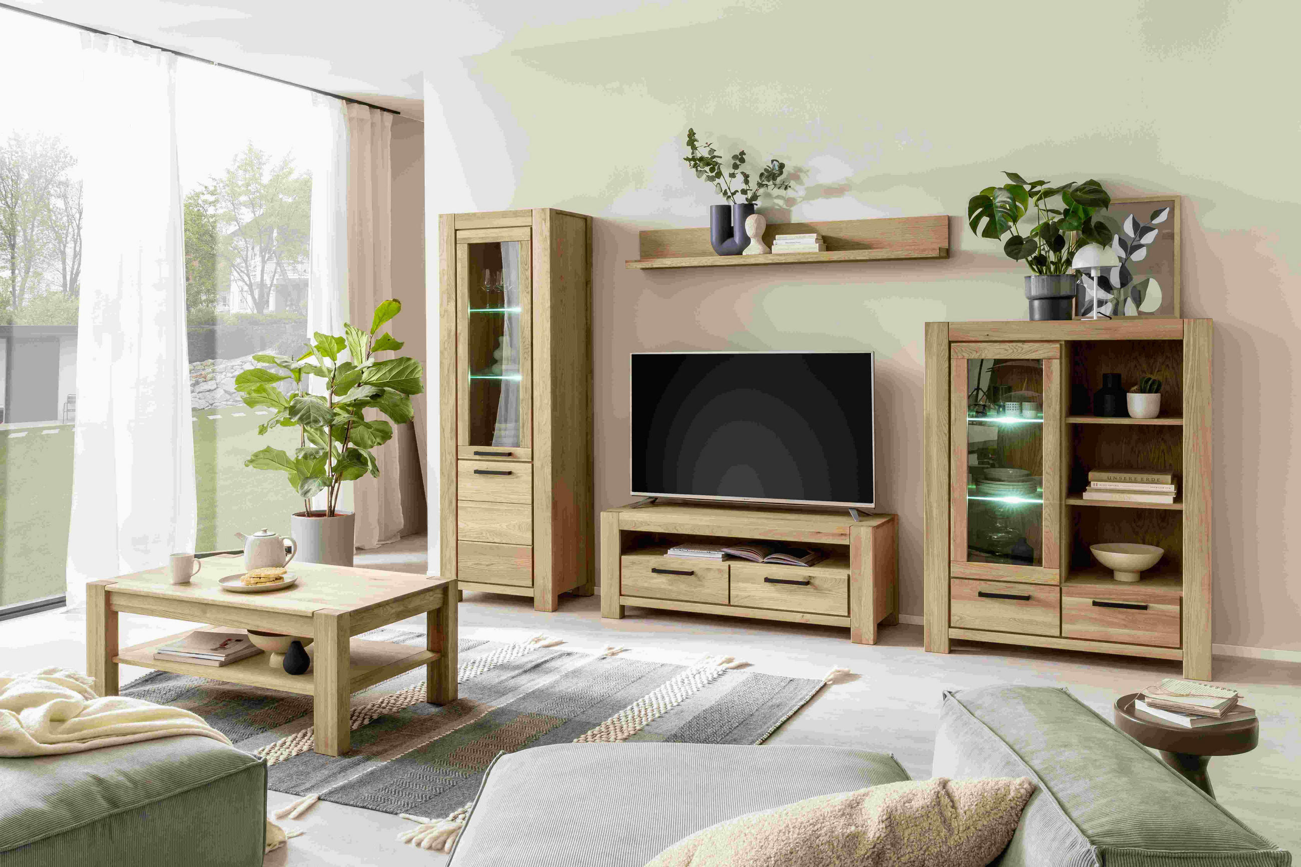 Thumbnail - Carryhome Lowboard, Wildeiche, Metall, Wildeiche, massiv, 2 Schublade(n) Schubladen, 132x51x50 cm, Typenauswahl, Beimöbe...