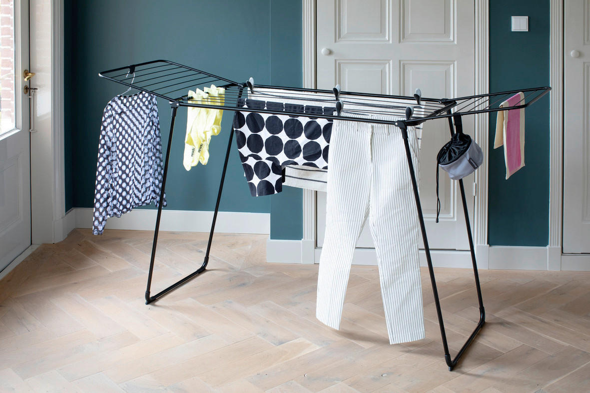 STANDTROCKNER HangOn  - Schwarz, Basics, Metall (58,8/116,4/5cm) - Brabantia