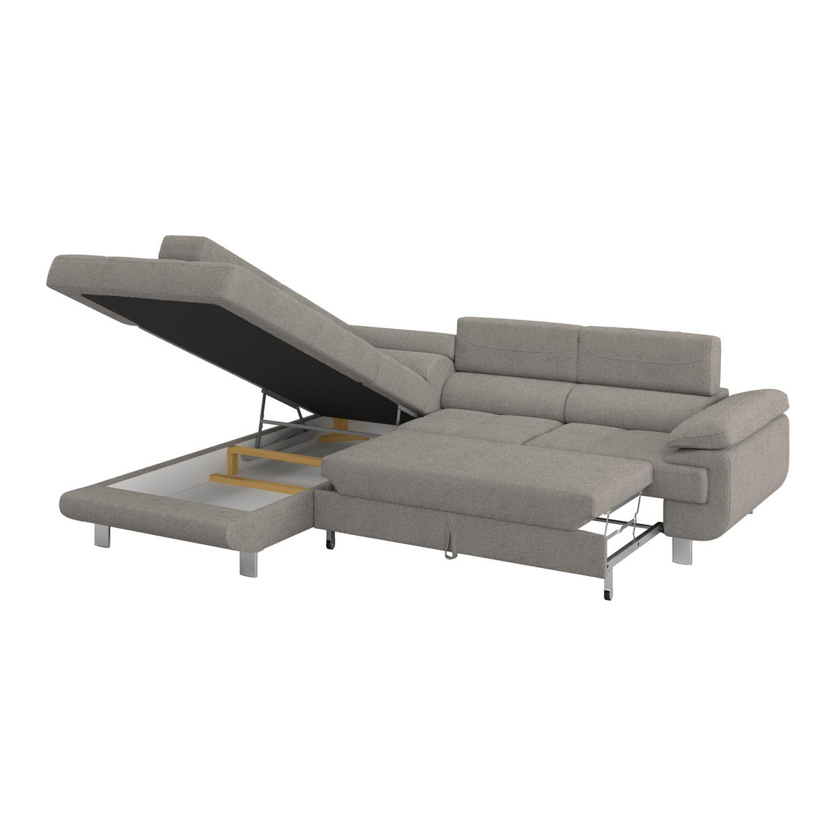 ECKSOFA in Drell Taupe  - Taupe, Modern, Textil/Metall (230/270cm) - MID.YOU