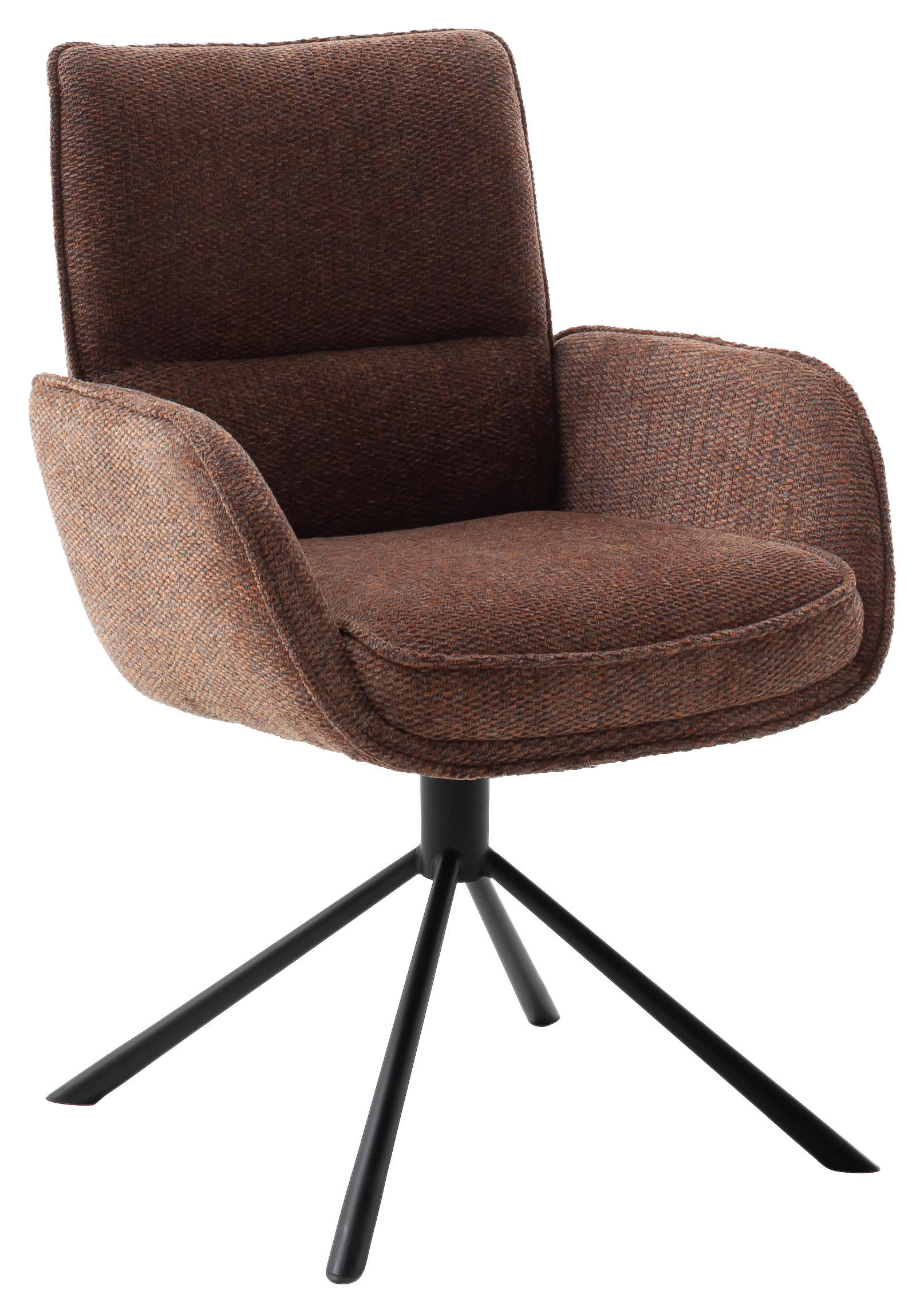 ARMLEHNSTUHL  Sitzfläche 360° drehbar, automatische Rückholfunktion Webstoff  Schwarz, Rotbraun  - Rotbraun/Schwarz, Design, Textil/Metall (62/92/65cm) - Novel