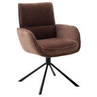 ARMLEHNSTUHL  Sitzfläche 360° drehbar, automatische Rückholfunktion Webstoff  Schwarz, Rotbraun  - Rotbraun/Schwarz, Design, Textil/Metall (62/92/65cm) - Novel