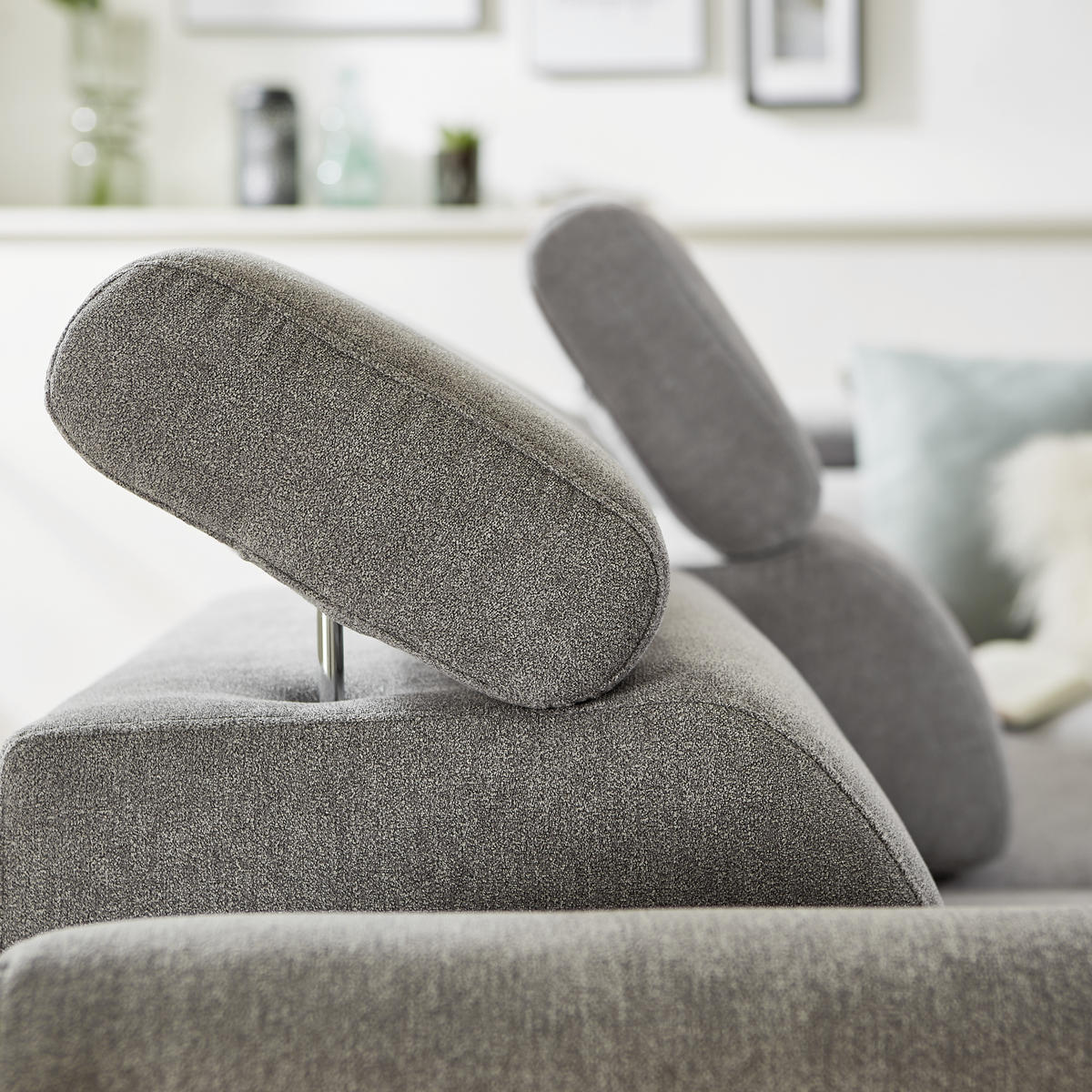 SEDEŽNA GARNITURA, tkanina siva  - črna/siva, Design, kovina/tekstil (237/277cm) - Hom`in