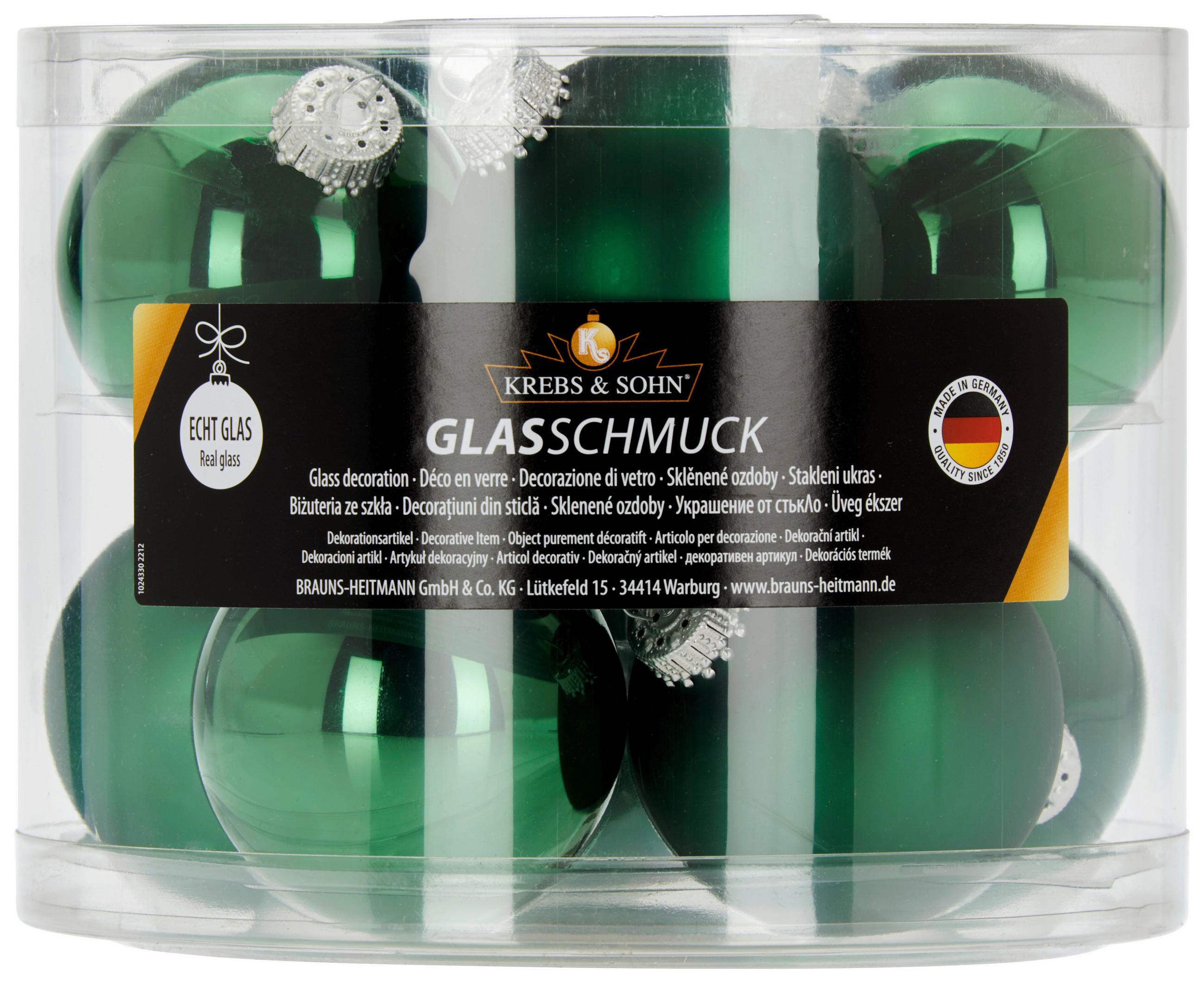 JULGRANSKULOR SET 7 cm 10 delar  - mörkgrön, Klassisk, glas (7cm)