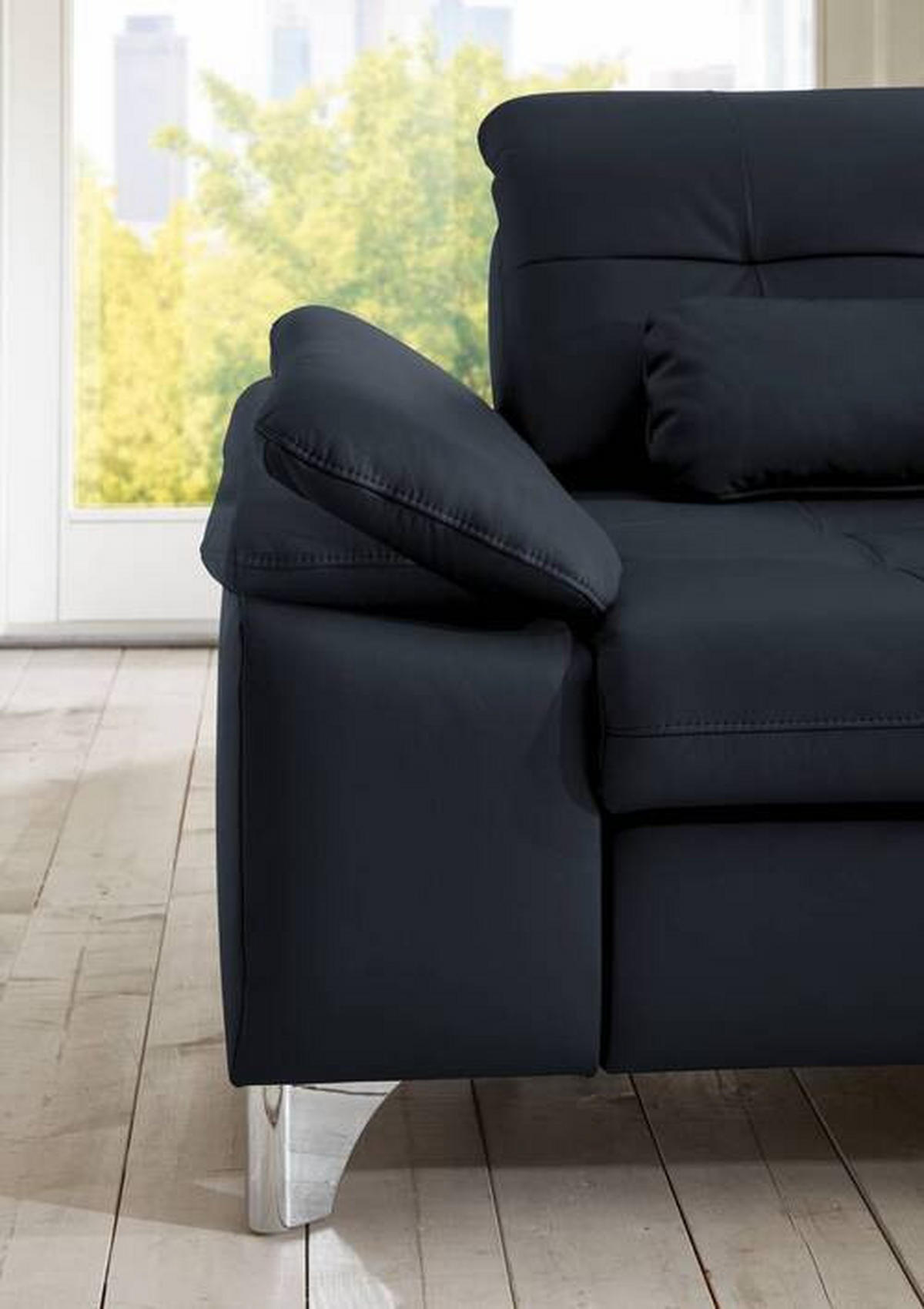 ECKSOFA in Echtleder Dunkelblau  - Alufarben/Dunkelblau, Design, Leder/Metall (309/211cm) - Beldomo Speed