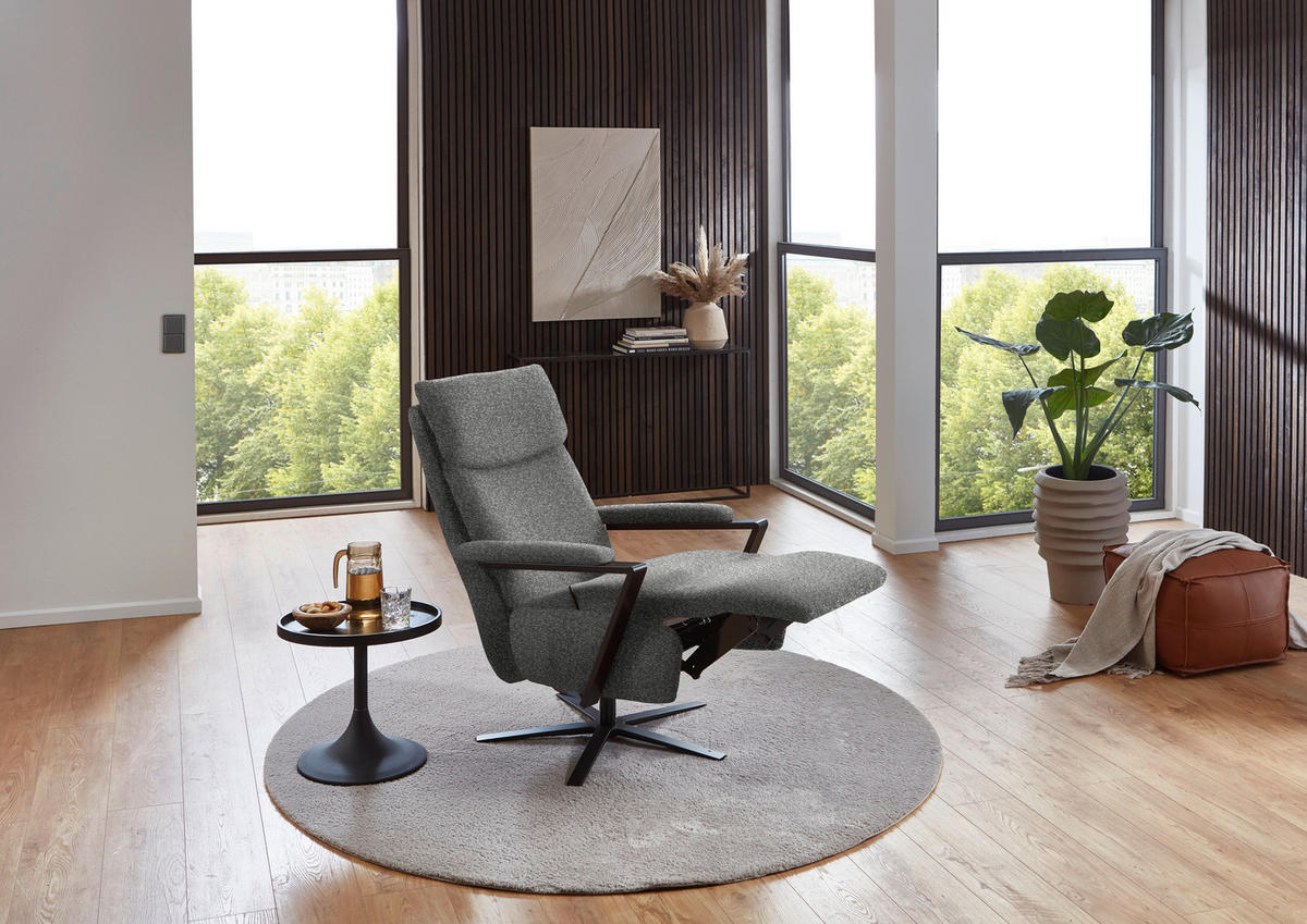 RELAXSESSEL in Textil Dunkelgrau  - Dunkelgrau/Schwarz, Design, Textil/Metall (68/117/85cm) - Cantus