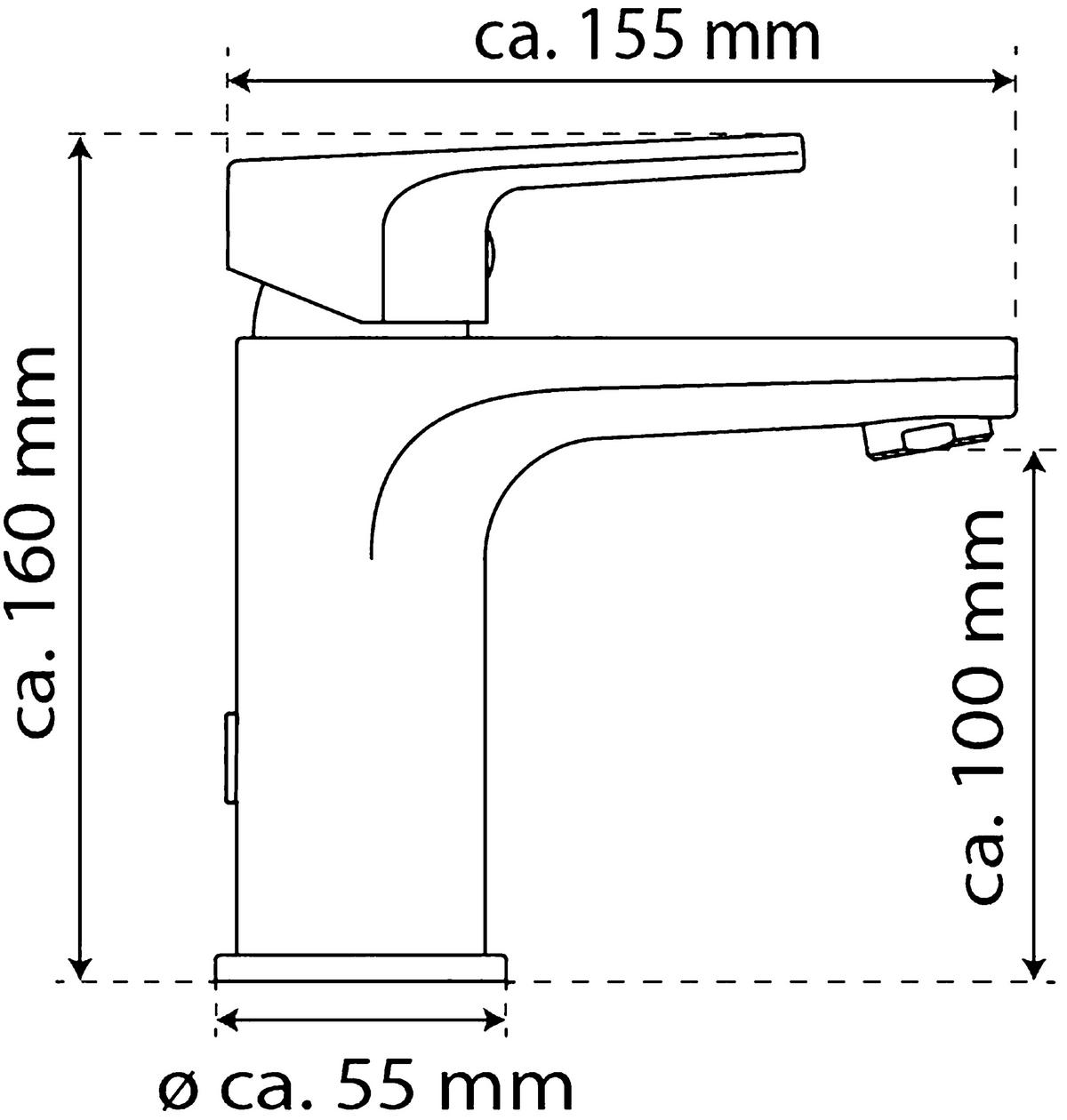 WASCHTISCHARMATUR 5,5/16,0/15,5 cm  - Schwarz, Basics, Metall (5,5/16,0/15,5cm)