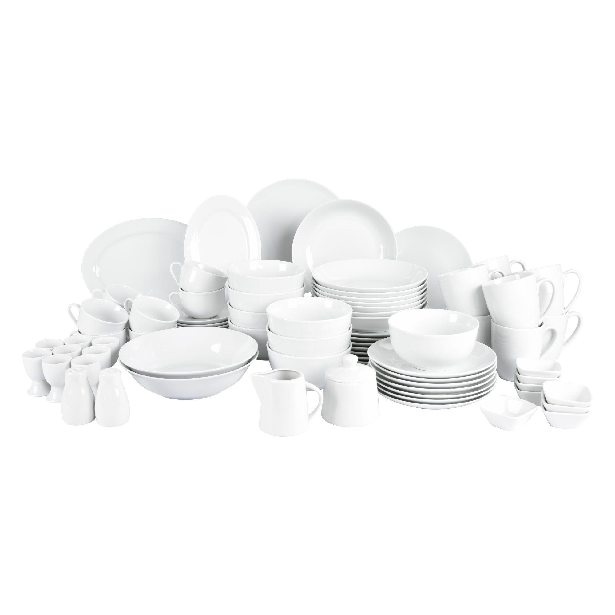SERVICIU DE MASĂ COMPLET  - alb, Basics, ceramică - Homeware