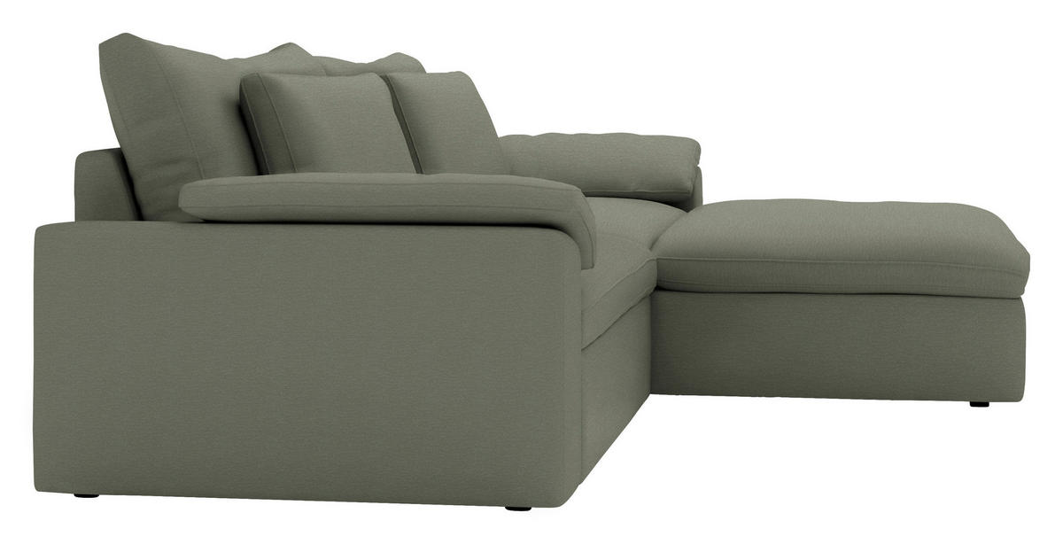 ECKSOFA  Chenille Graugrün  - Schwarz/Graugrün, Modern, Kunststoff/Textil (306/198cm) - Carryhome