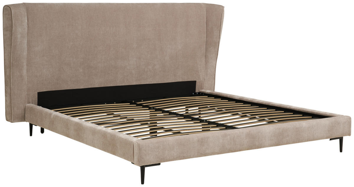 POLSTERBETT Lattenrost 180/200 cm  in Beige  - Beige/Schwarz, MODERN, Holz/Textil (180/200cm) - Livetastic