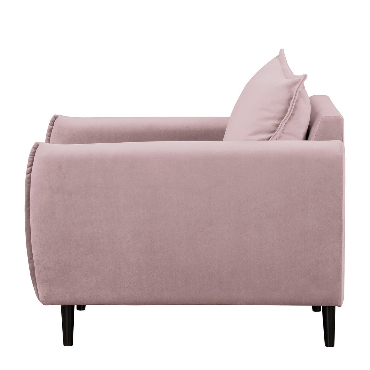 SESSEL in Samt Rosa  - Schwarz/Rosa, Design, Holz/Textil (74/86/100cm) - P & B