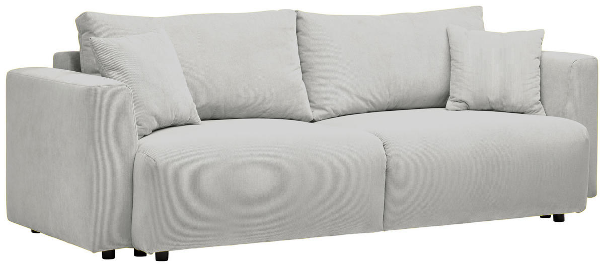 SCHLAFSOFA  mit Stoffauswahl, Schlafen auf Sitzhöhe, Rücken echt Cord Naturfarben  - Schwarz/Naturfarben, Design, Kunststoff/Textil (250/92/105cm) - Carryhome