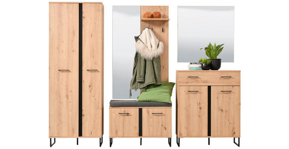 GARDEROBE 5-teilig  in 260/194,5/35 cm  - Schwarz/Eiche Artisan, Basics, Holzwerkstoff (260/194,5/35cm) - Carryhome