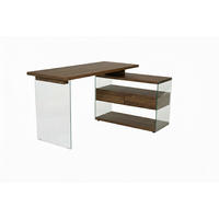 ECKSCHREIBTISCH 145/100/76 cm Walnussfarben Stauraum, seitenverkehrt montierbar  - Eichefarben/Walnussfarben, Design, Glas/Holzwerkstoff (145/100/76cm) - MID.YOU