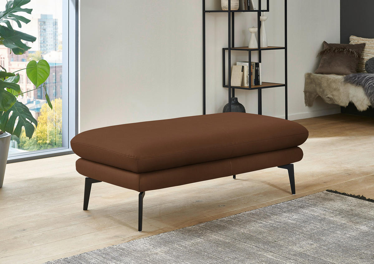 ECKSOFA in Echtleder Hellbraun  - Hellbraun/Schwarz, Design, Leder/Metall (310/180cm) - Dieter Knoll